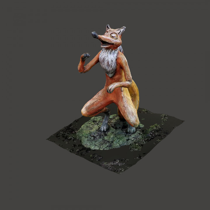 Wooden sculpture of a Fox image
