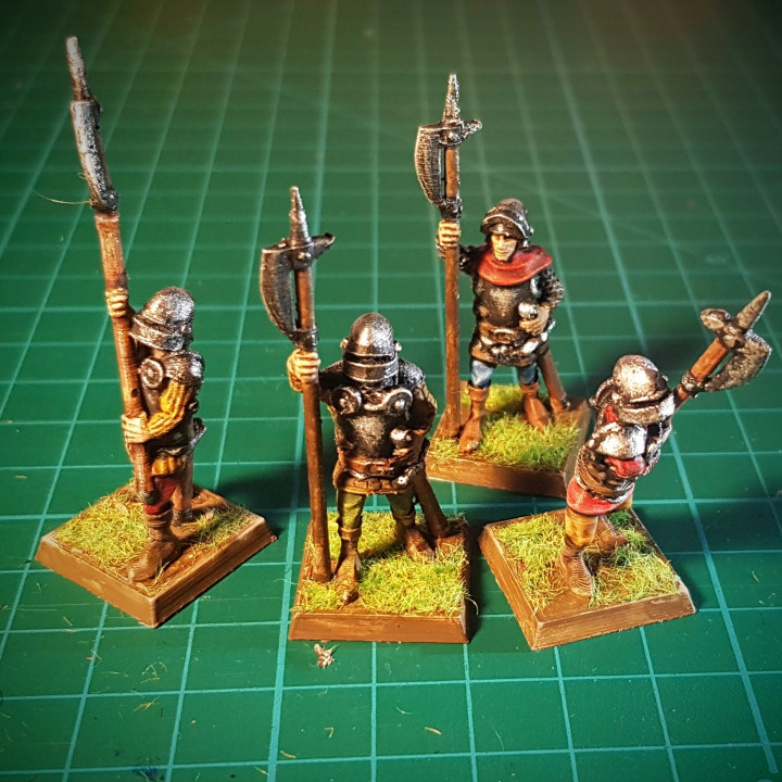 3D Printable Halberdiers 28mm (no supports needed) by Brite Minis