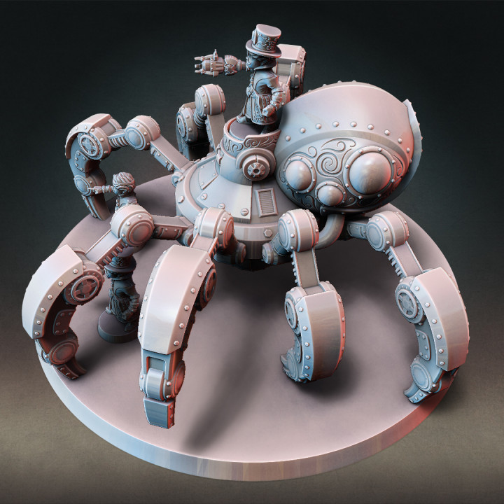 Giant Steampunk Mech Spider + Gnome Artificers Complete Set (Presupported) image