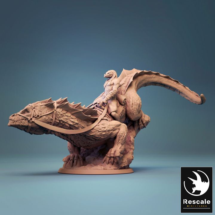 3D Printable Giant Lizard mounted and unmounted by Rescale Miniatures