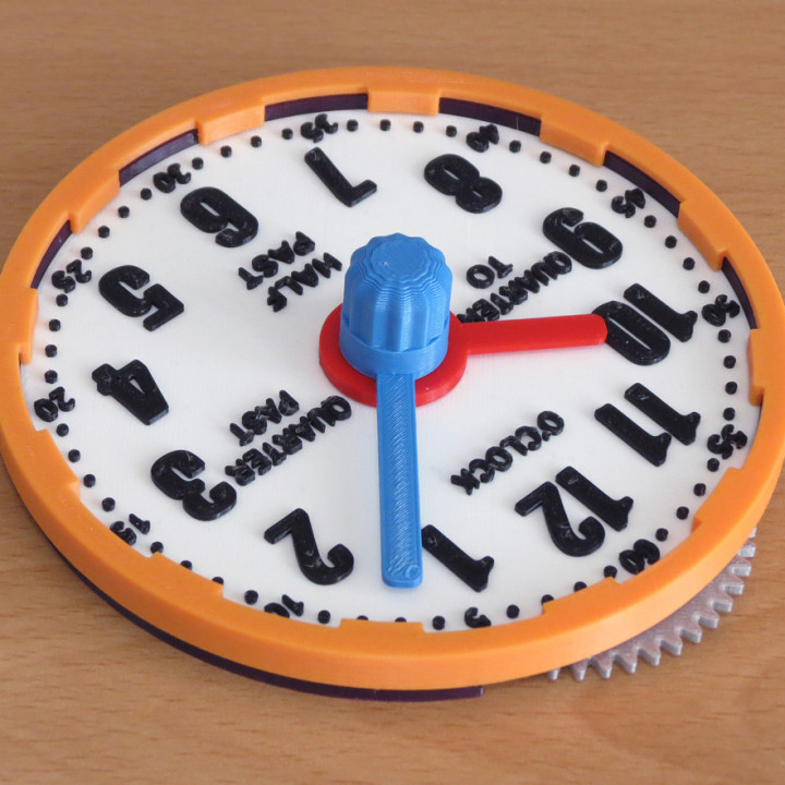 3D Printable Geared Learning Clock by Enrique Coiras