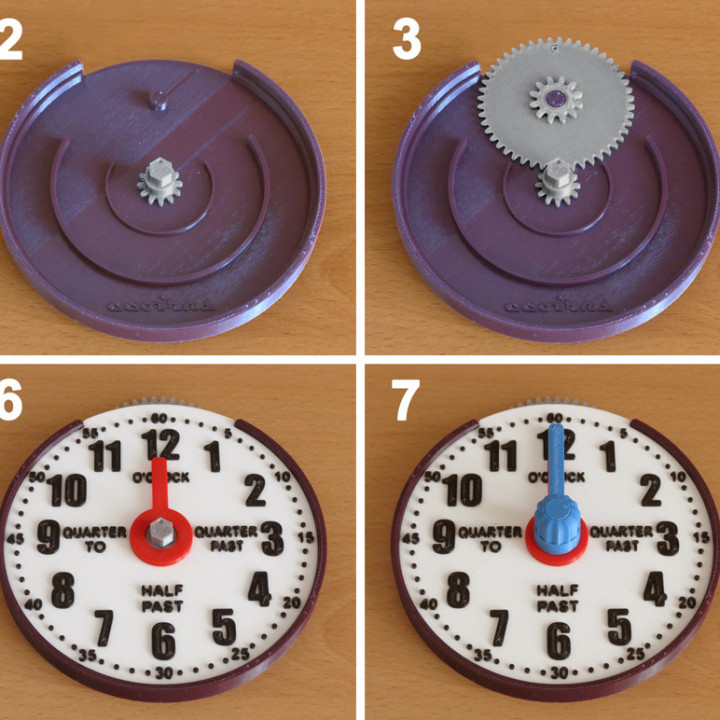 3D Printable Geared Learning Clock by Enrique Coiras