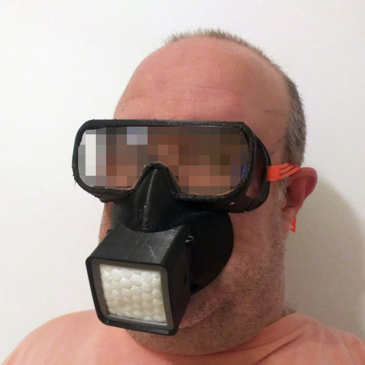 Reusable respirator face fitting mask with eyes protection. For HEPA or any other DIY filter image
