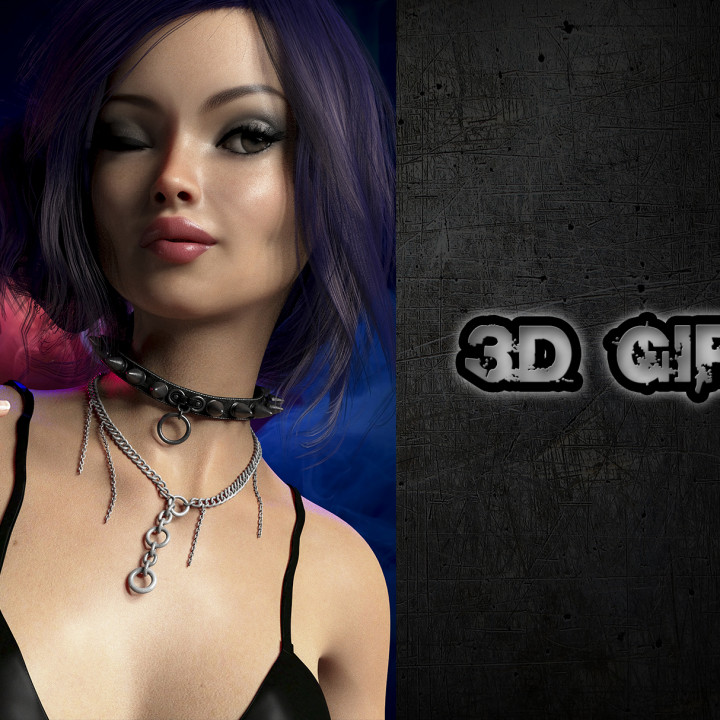 3D girl character and illustration image