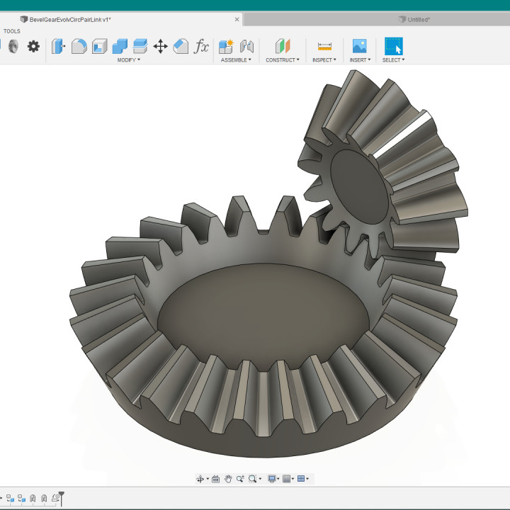 3D Printable Parameterized Bevel Gear file for Fusion 360 by Miras