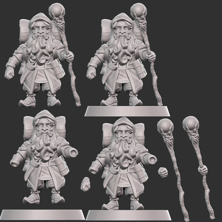 Gnome Wizard Type B w/ Modular Hands (Presupported) image