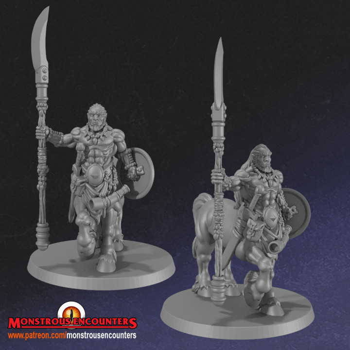 3D Printable Tribal Centaurs w/ Modular Hands by Monstrous Encounters