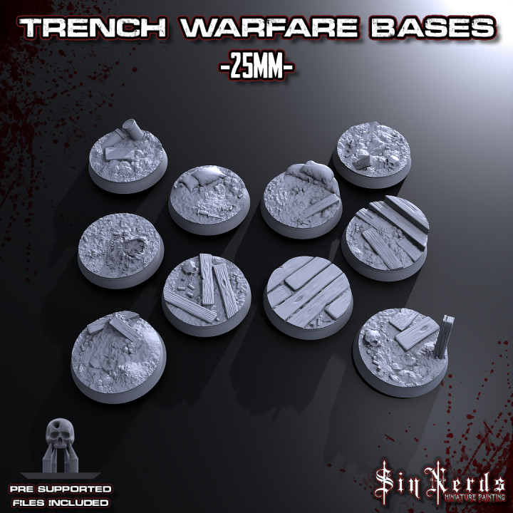 25mm Trench Style Bases (Comes with Pre Supported Files) image