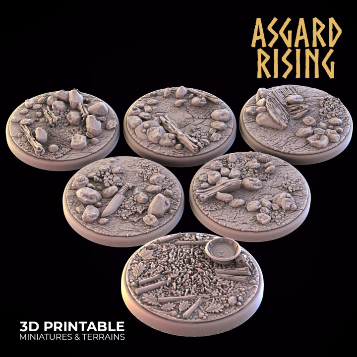 SAND SHORE 6 x Round Bases 25/28/30/32mm - PRESUPPORTED image