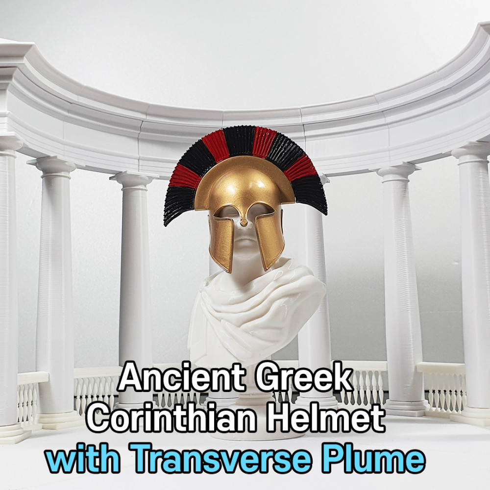 3D Printable Corinthian Helmet with Transverse crest *Updated 4/2/2021 by  BlueSand3D, image size:1000x1000