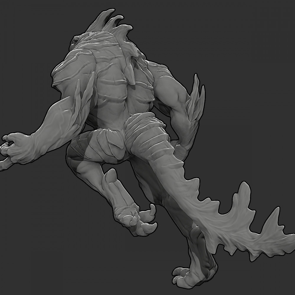 3D Printable Troglodyte - Tabletop Miniature by YKS Miniatures, image size:1000x1000