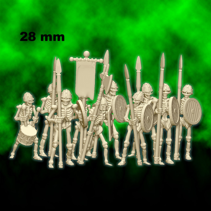 Skeleton spearmen - 28mm for wargame image