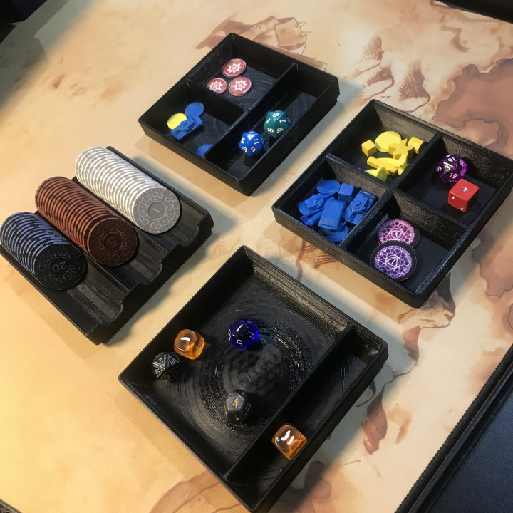 3D Printable Game Table Accessories 4 Slot Tray by Ken