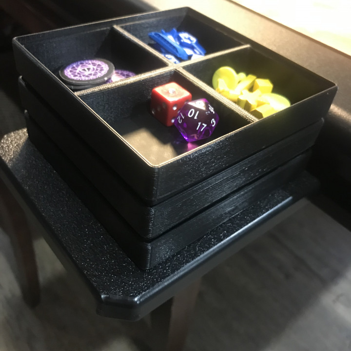 3D Printable Game Table Accessories 4 Slot Tray by Ken