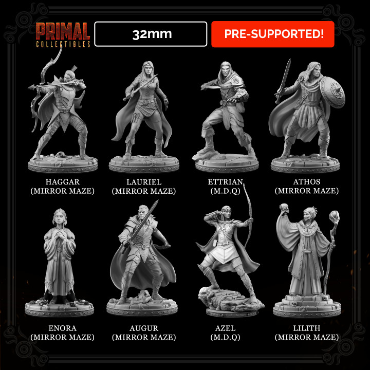 8 miniatures - 32mm - Classic RPG elves bundle - MASTERS OF DUNGEONS QUEST image