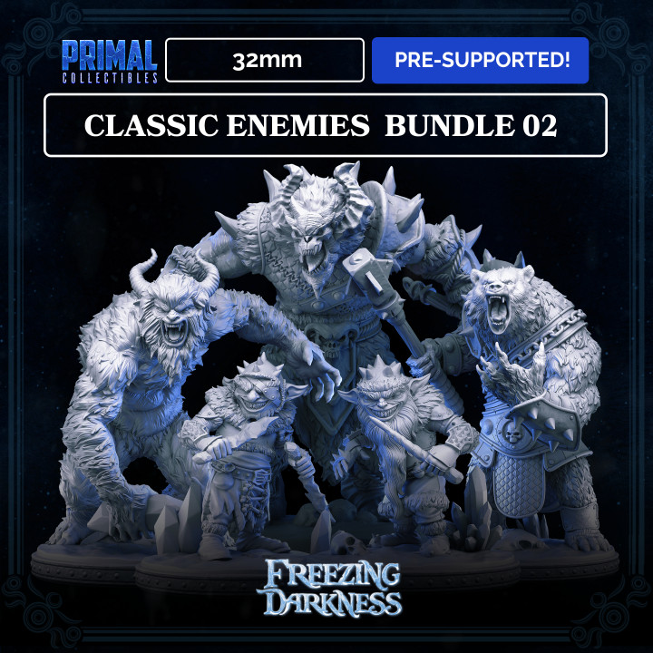 5 miniatures - 32mm - Classic RPG game enemies bundle - FREEZING DARKNESS - MASTERS OF DUNGEONS QUEST image