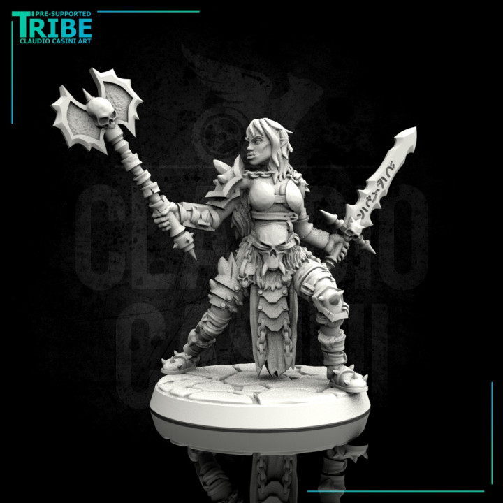 3D Printable (Bundle) Half orc barbarian squad by Claudio Casini Art