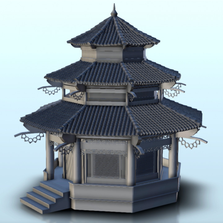 3D Printable Two-stories pagoda 2 - Asia Terrain Clash of Katanas ...