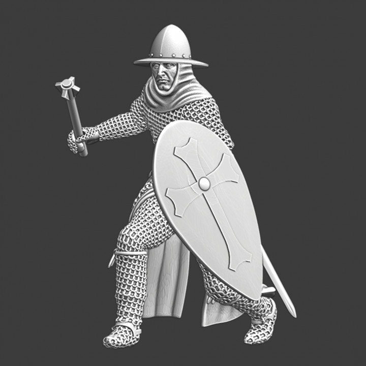 Medieval Infantry Sergeant with mace and shield