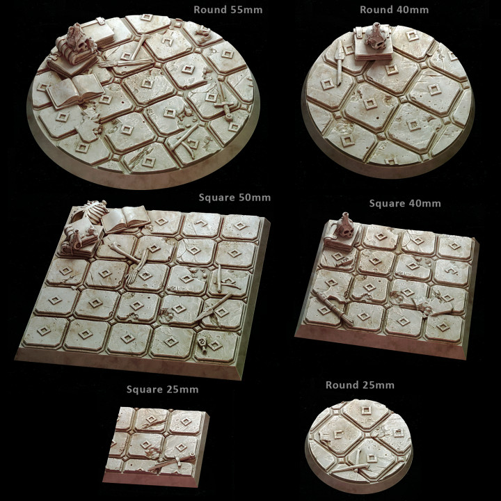 Miniature bases - Tomb or Crypt - Round and Square pack image