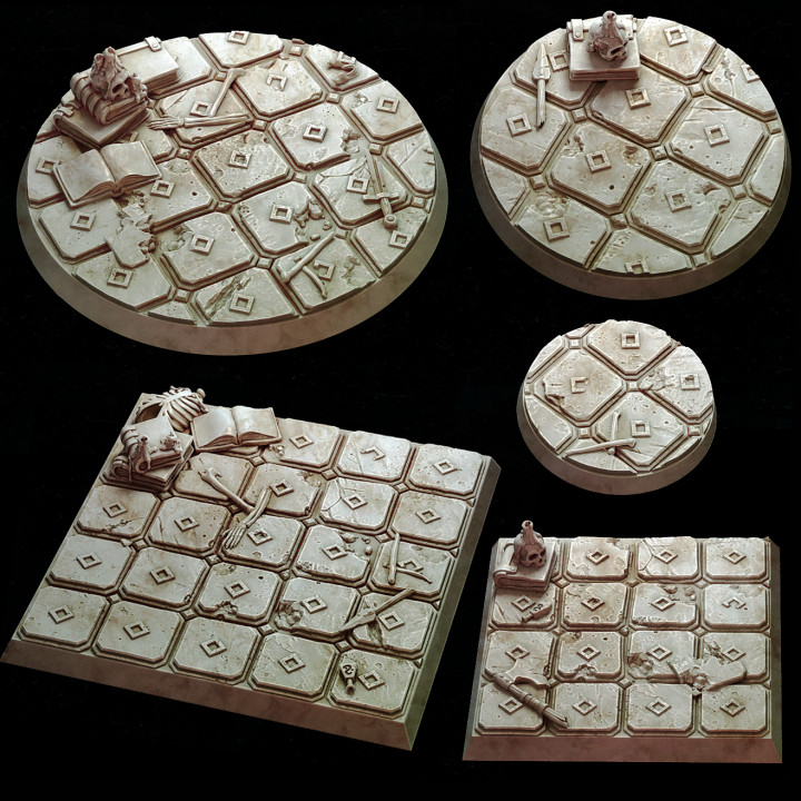 Miniature bases - Tomb or Crypt - Round and Square pack image