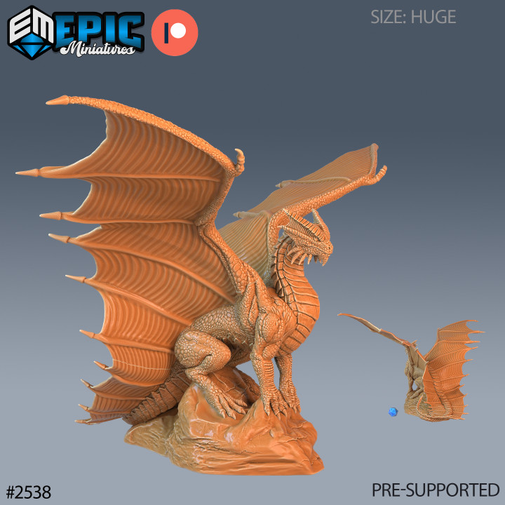 Adult Copper Dragon / Legendary Bronze Drake / Winged Mountain Encounter / Ancient Magical Beast image